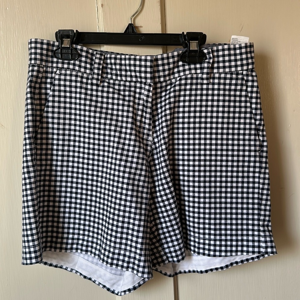 Nautica Navy and White Checkered High Waist Shorts Size 4